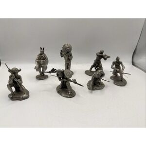 Lot 6 Vintage Hudson Pewter Native American Figurine‎ 1980